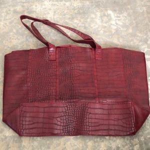 Neiman Marcus burgundy tote fake snake skin leather